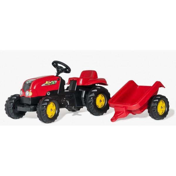 Rød RollyToys KID-X Pedal traktor Med Anhænger
