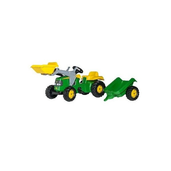 Billede af RollyKid John Deere Med Frontskovl og anhænger hos Legehjulet.dk