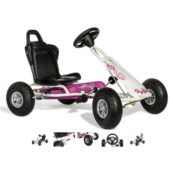 Gocart Pink Flower 3-8 år med GUMMIHJUL