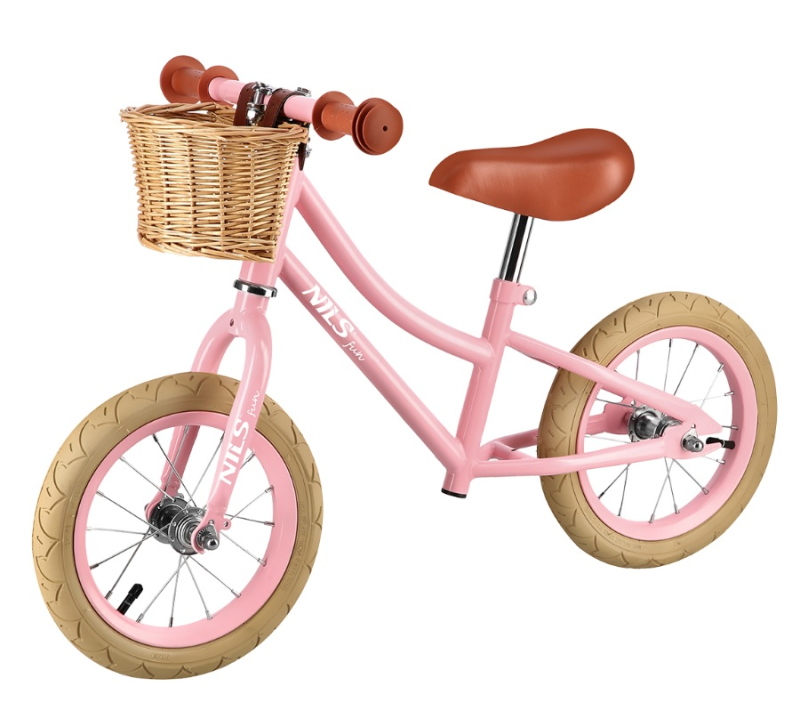 NILS Retro Løbecykel PINK med KURV
