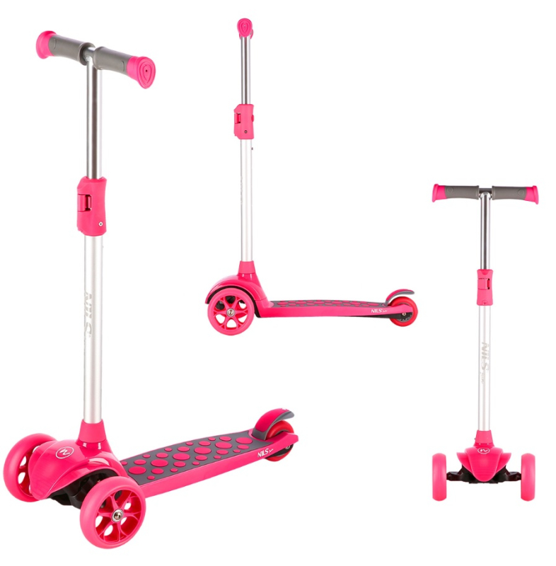 NILS Trehjulet Løbehjul PINK LED 3 - 8 år