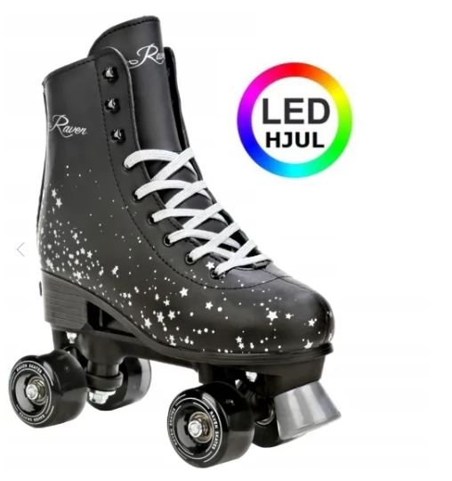 Billede af Raven NOA BLACK Side By side rulleskøjte med LED hjul