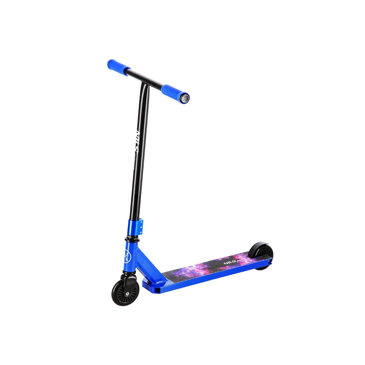 NILS Space blåt trickløbehjul med T-bar og box deck