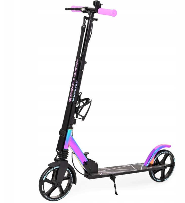 Raven Estelle PRO Black Rainbow 200 mm Løbehjul Med støddæmper Håndbremse Ringklokke Drikkedunkholder