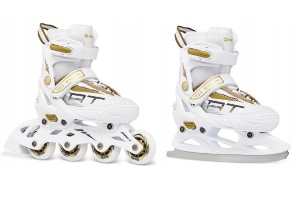 Raven 2i1 Profession Rulleskøjte White GOLD MED ISSKØJTE