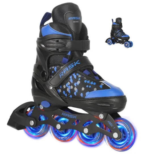 RASK 3i1 SPLASH Rulleskøjte BLUE med LYS i ALLE HJUL