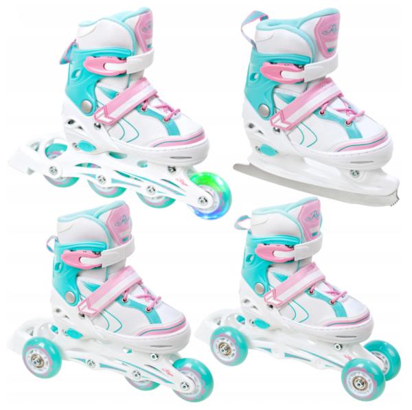 Raven LIA 4i1 Rulleskøjte med LYS i forhjul + ISSKØJTE