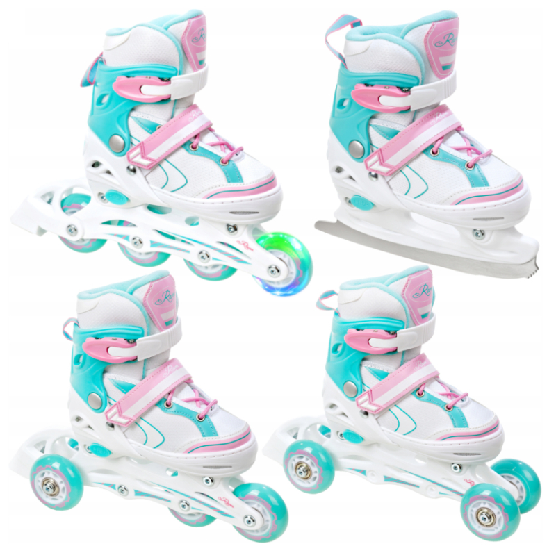 Raven LIA 4i1 Rulleskøjte med LYS i forhjul + ISSKØJTE