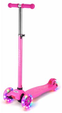 RASK Trehjulet løbehjul Pink over 3 år Med Lys i Hjulene