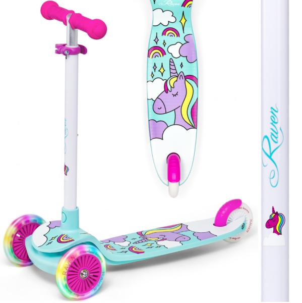 Raven Laviana 3 hjulet løbehjul Mint Pink med lys i hjulene