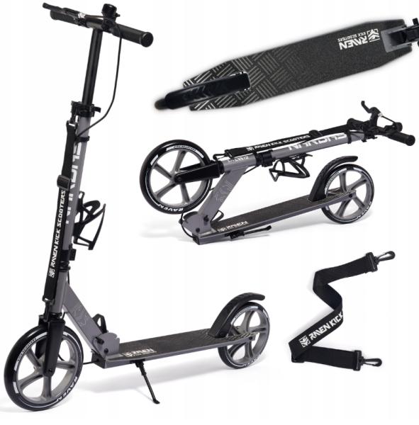 Raven Nardas Grey 230/200mm løbehjul med håndbremse ringklokke ringklokke drikkedunkholder suspension 