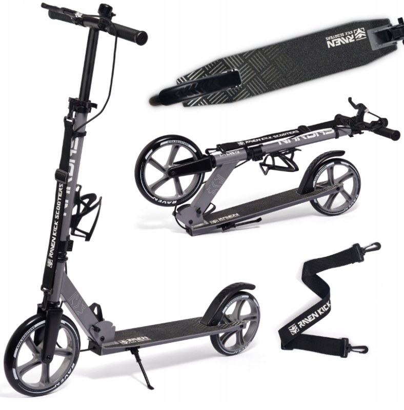 Raven Nardas Grey 230/200mm løbehjul med håndbremse ringklokke ringklokke drikkedunkholder suspension