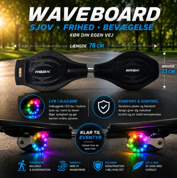 RASK Waveboard Original DARK MED LYS I HJULENE