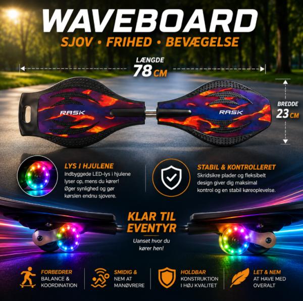 RASK Waveboard Original LAVA MED LYS I HJULENE