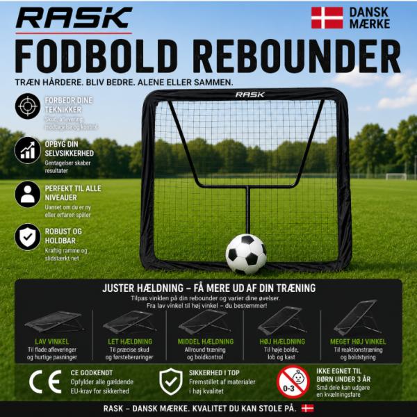 RASK 110 x 110 cm Fodbold Rebounder med kantbånd