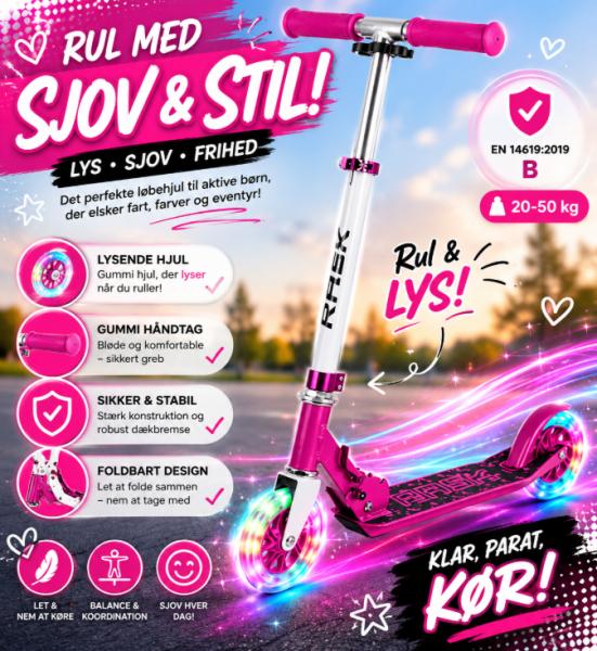 RASK 120 mm Pink Løbehjul med LYS i hjulene