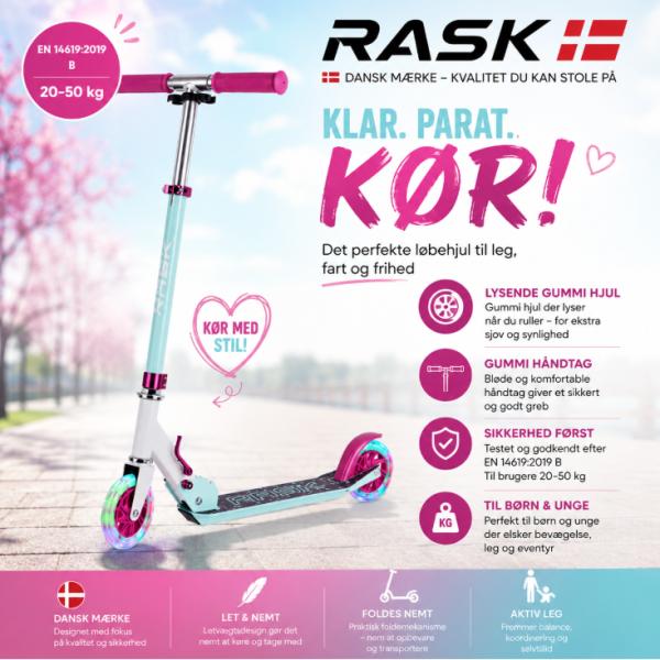 RASK 120 mm Mint Løbehjul med LYS i hjulene