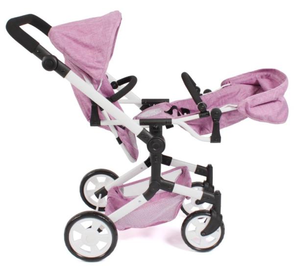 Tvillinge Dukke klapvogn Linus DUO PINK HEART by Bayer Chic 2000