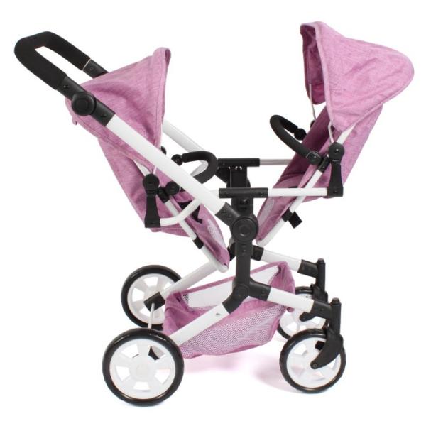 Tvillinge Dukke klapvogn Linus DUO PINK HEART by Bayer Chic 2000