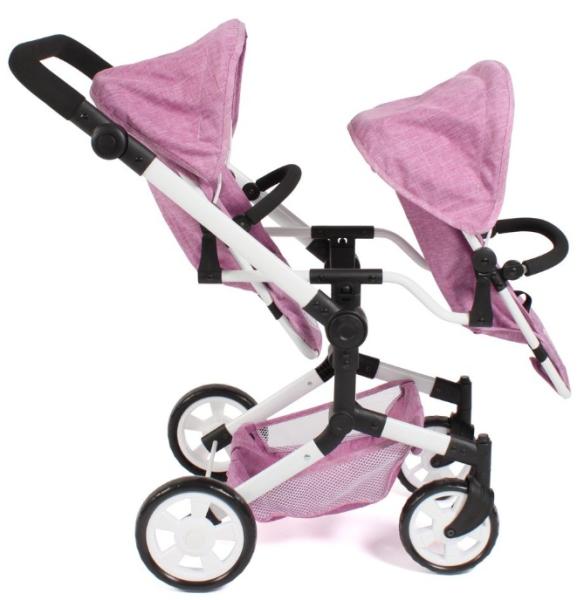 Tvillinge Dukke klapvogn Linus DUO PINK HEART by Bayer Chic 2000